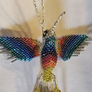 Beautiful Silver Body Rainbow Hummingbird Ornament!